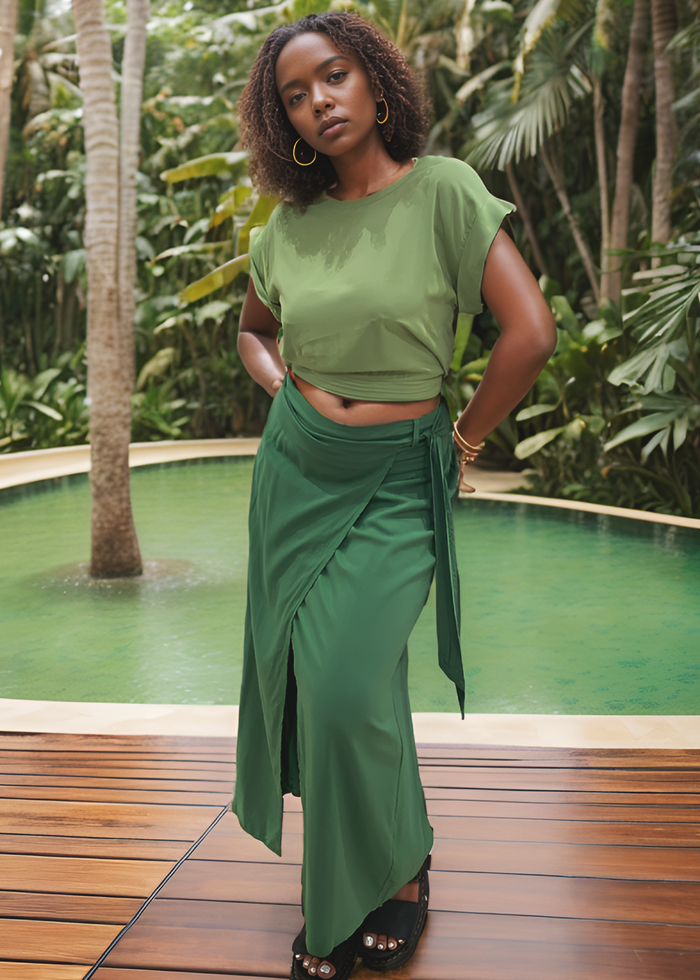 Mareva Top - Leaf Green - Top View 4
