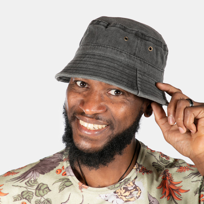 Men's African Sun Bucket Hat - Charcoal