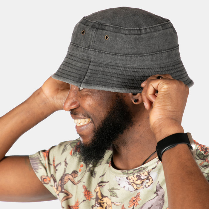 Men's African Sun Bucket Hat - Charcoal