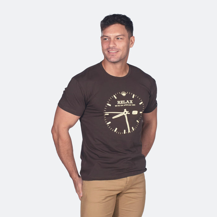 Men's African Time T-Shirt - Chocolate