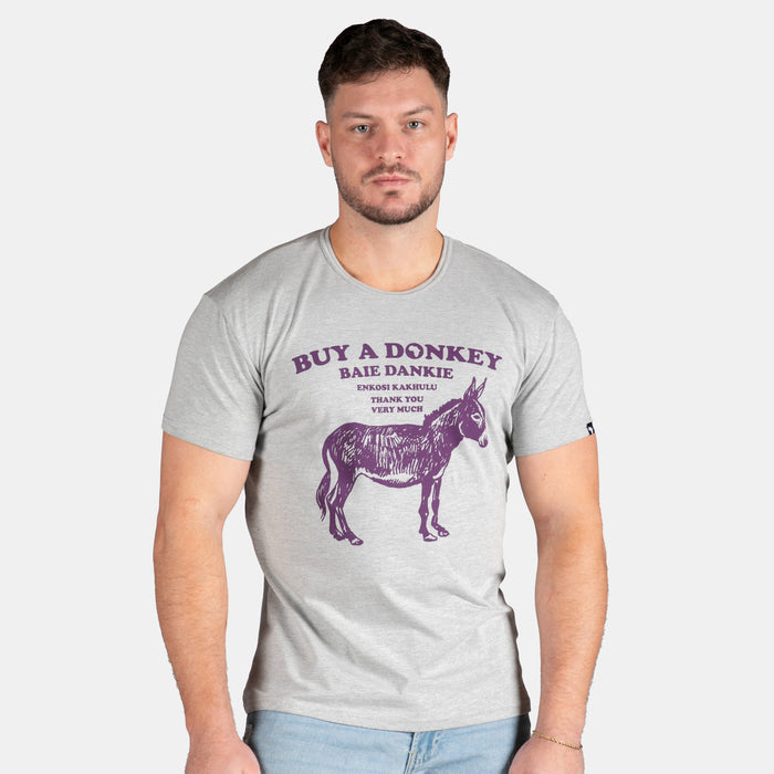 Men's Buy A Donkey Slim Fit T-Shirt - Grey