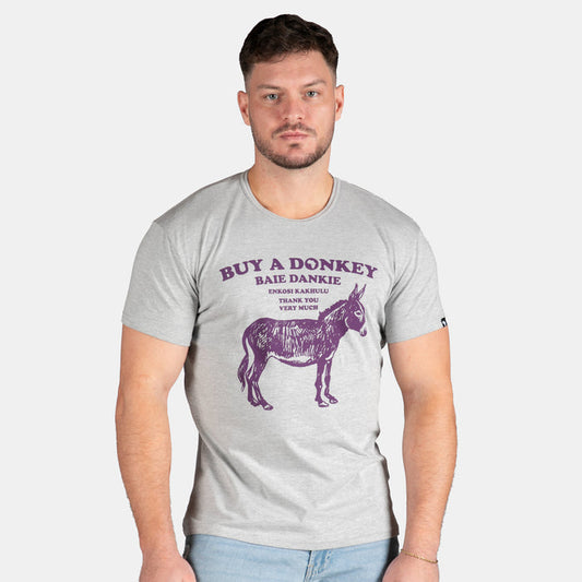 Men's Buy A Donkey Slim Fit T-Shirt - Grey