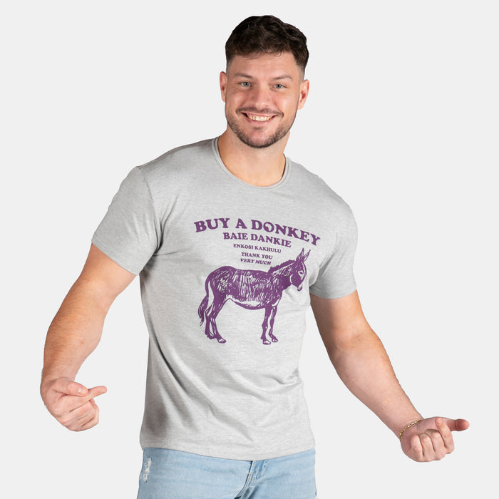 Men's Buy A Donkey Slim Fit T-Shirt - Grey