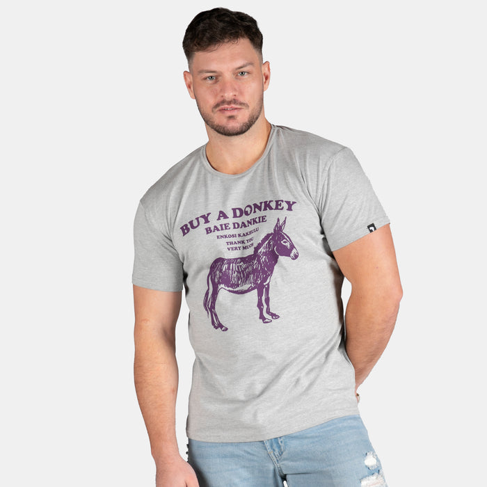 Men's Buy A Donkey Slim Fit T-Shirt - Grey
