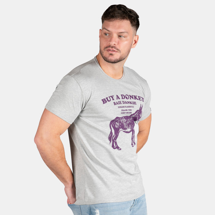 Men's Buy A Donkey Slim Fit T-Shirt - Grey
