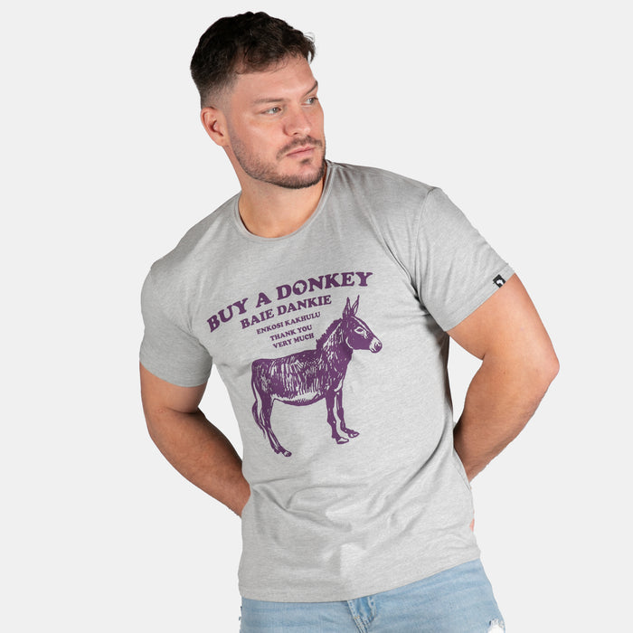Men's Buy A Donkey Slim Fit T-Shirt - Grey