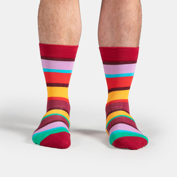 Men's Colour Block Socks - Maroon