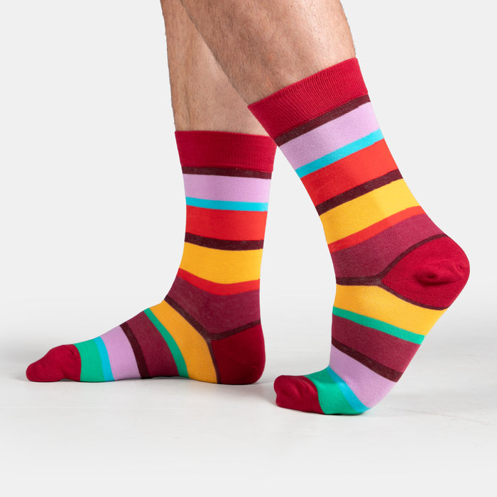 Men's Colour Block Socks - Maroon