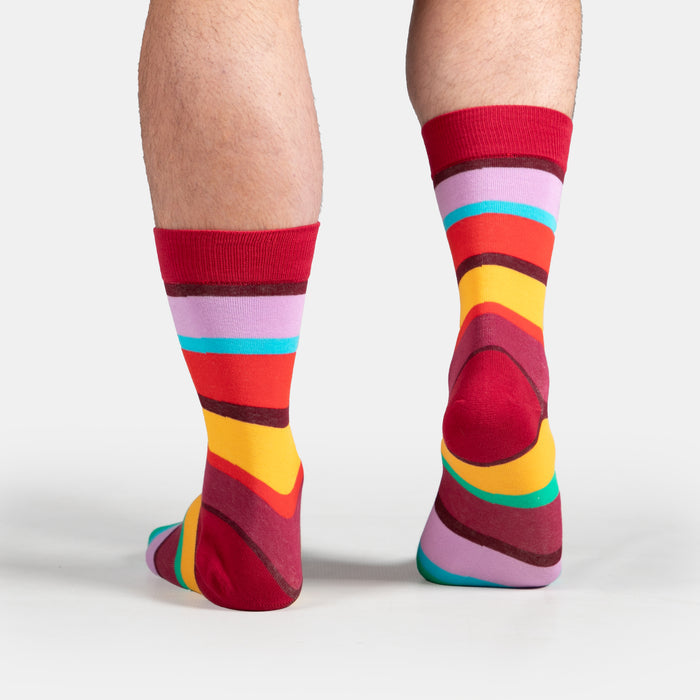 Men's Colour Block Socks - Maroon