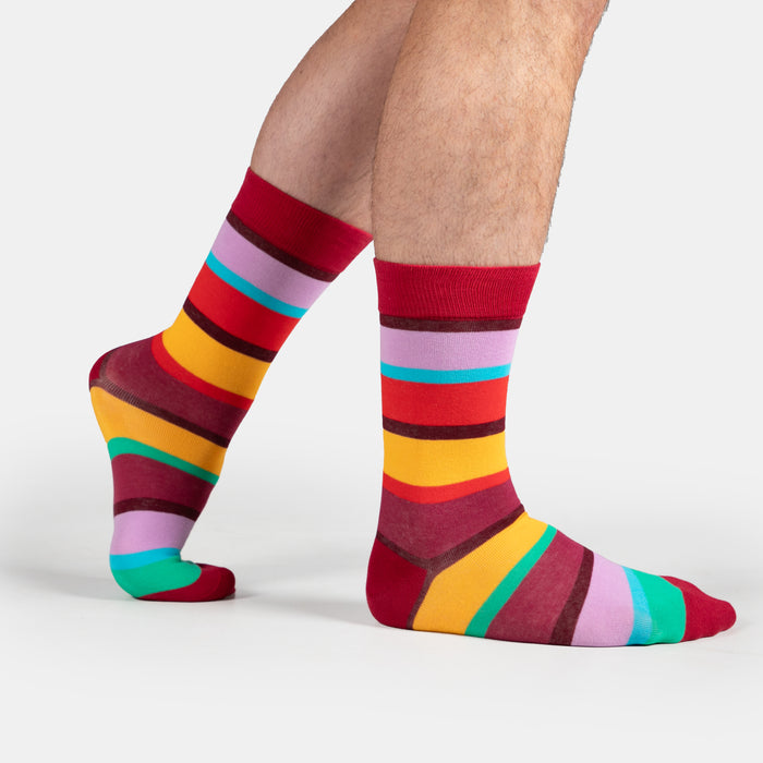 Men's Colour Block Socks - Maroon