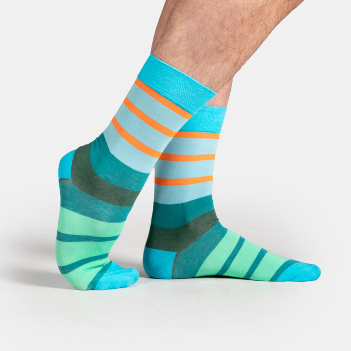 Men's Colour Block Socks - Turquoise