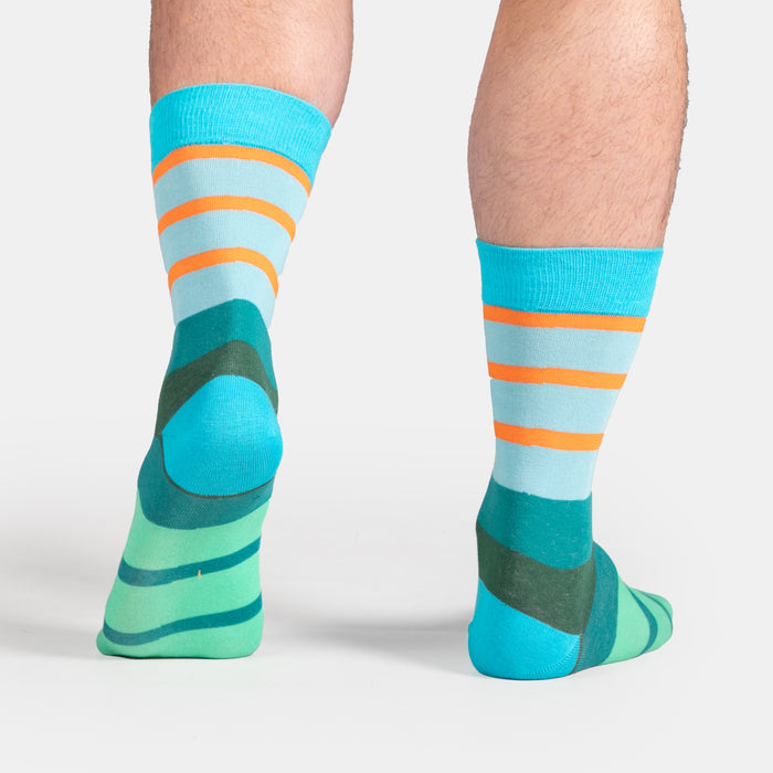 Men's Colour Block Socks - Turquoise