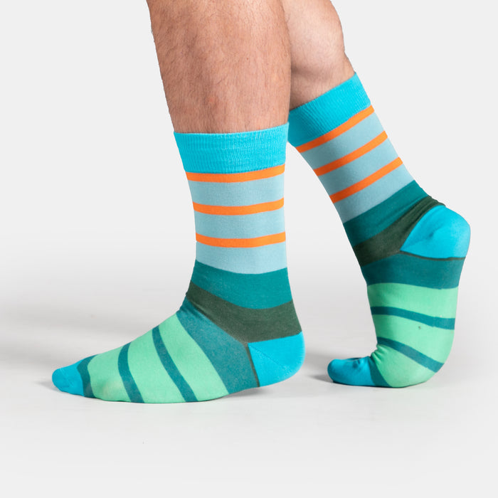 Men's Colour Block Socks - Turquoise