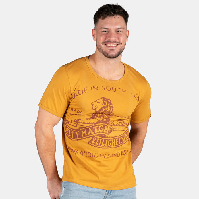 Men's Iconic Lion Matches T-Shirt - Mustard