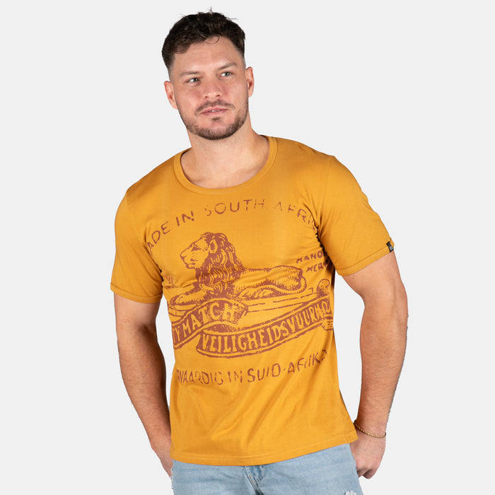 Men's Iconic Lion Matches T-Shirt - Mustard