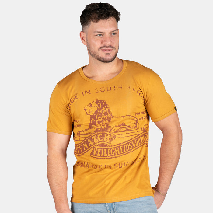 Men's Iconic Lion Matches T-Shirt - Mustard