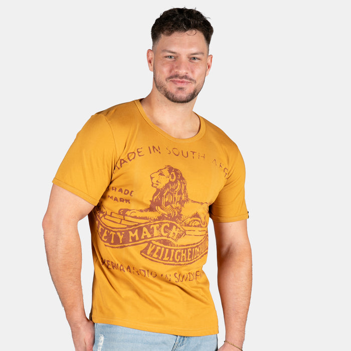 Men's Iconic Lion Matches T-Shirt - Mustard