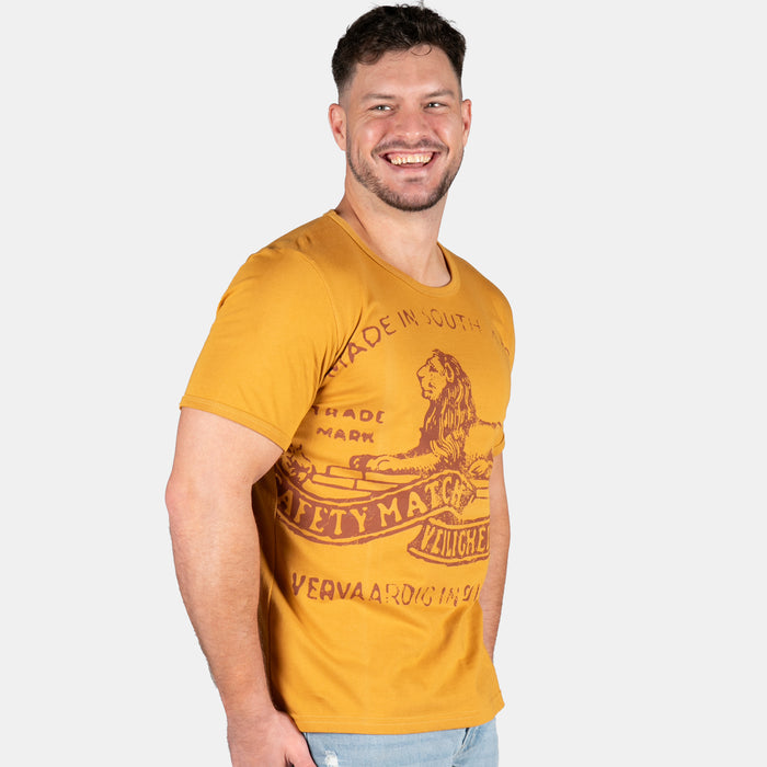 Men's Iconic Lion Matches T-Shirt - Mustard