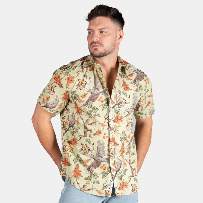 Men's Lucky Hunt Collared Short-Sleeve Shirt - Olive