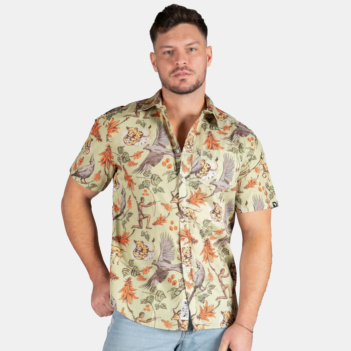 Men's Lucky Hunt Collared Short-Sleeve Shirt - Olive