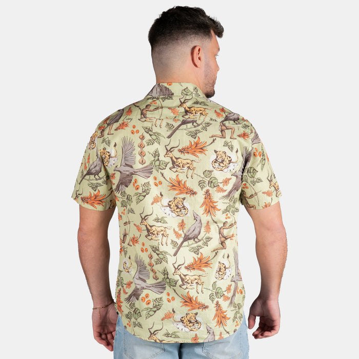 Men's Lucky Hunt Collared Short-Sleeve Shirt - Olive