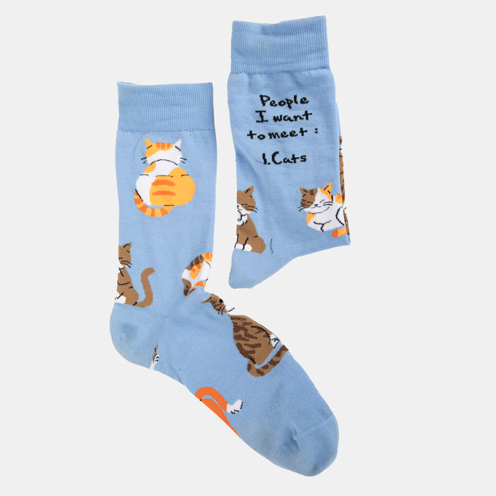 Men's Meet Cats Socks - Sky