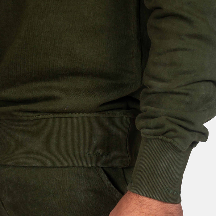 Men's Plain Badge Sweater - Olive