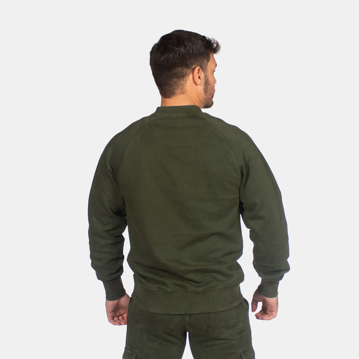 Men's Plain Badge Sweater - Olive