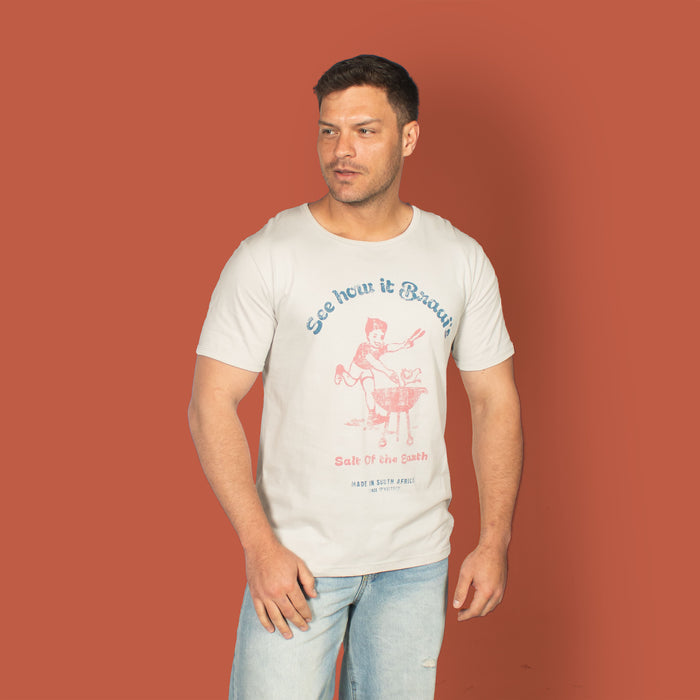 Men's See How It Braais T-Shirt - Stone