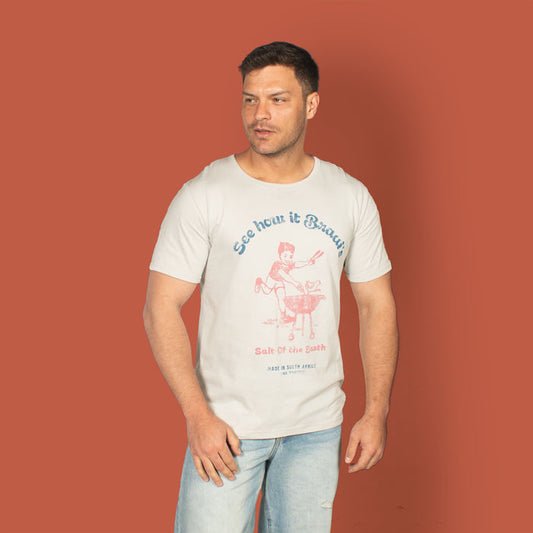Men's See How It Braais T-Shirt - Stone