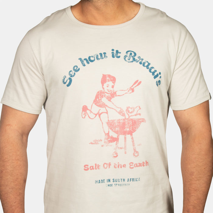 Men's See How It Braais T-Shirt - Stone
