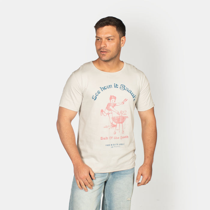 Men's See How It Braais T-Shirt - Stone
