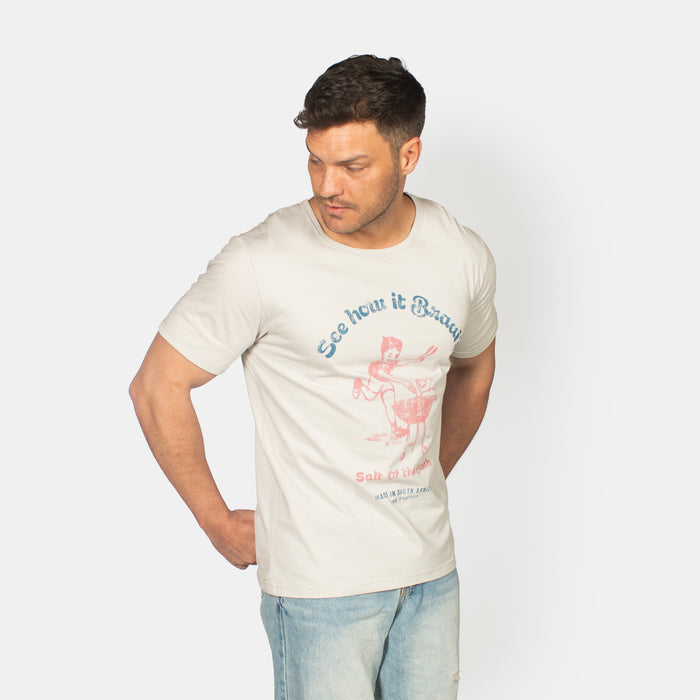 Men's See How It Braais T-Shirt - Stone