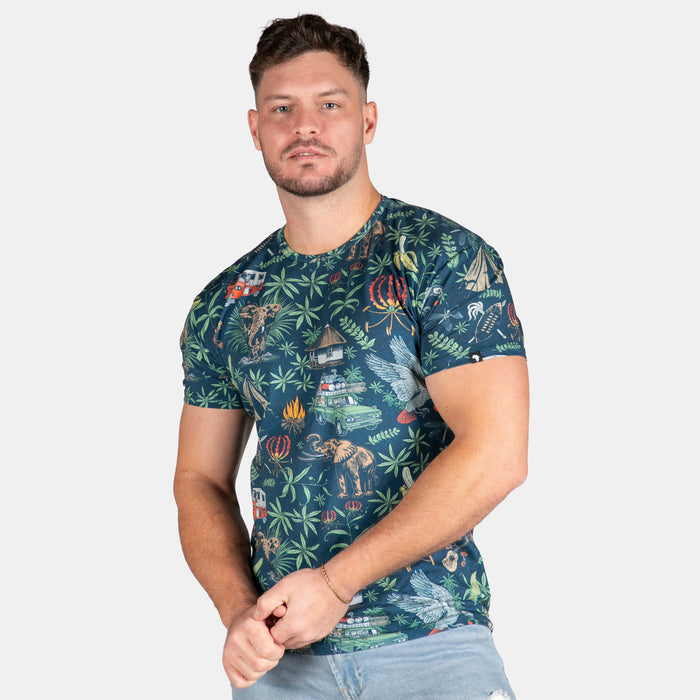 Men's Short Sleeve Tropical Jungle T-Shirt - Navy