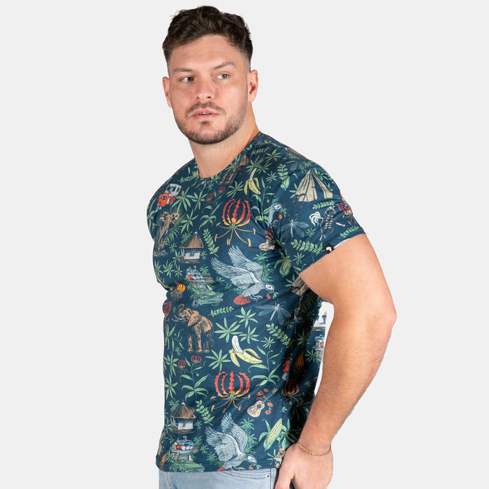 Men's Short Sleeve Tropical Jungle T-Shirt - Navy