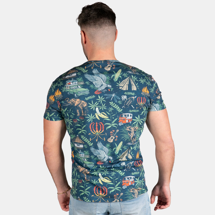 Men's Short Sleeve Tropical Jungle T-Shirt - Navy