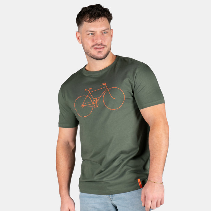 Men's Stripped Down Bike T-Shirt - Olive