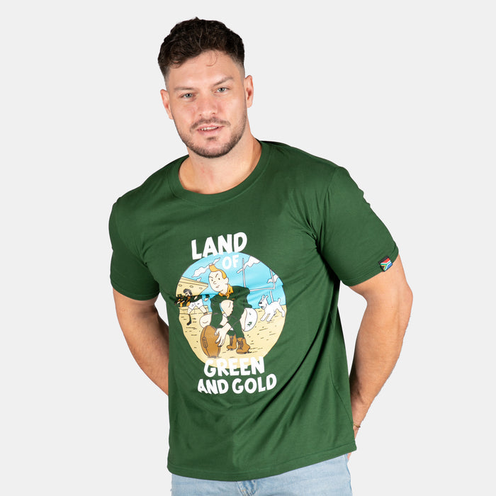 Men's Tin Tin Green And Gold T-Shirt - Green