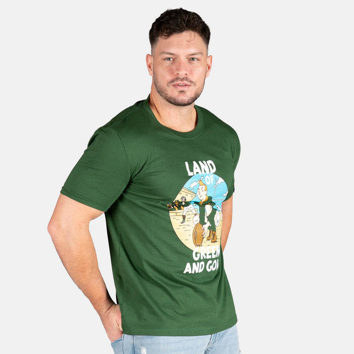 Men's Tin Tin Green And Gold T-Shirt - Green