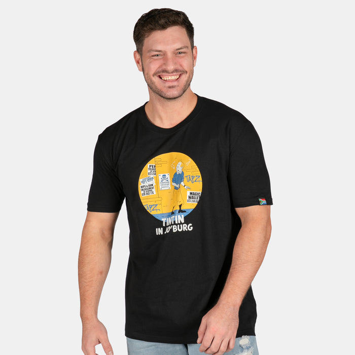 Men's Tin Tin In Joburg T-Shirt - Black