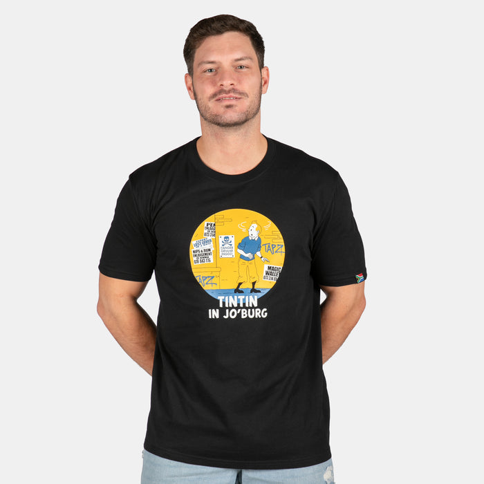 Men's Tin Tin In Joburg T-Shirt - Black