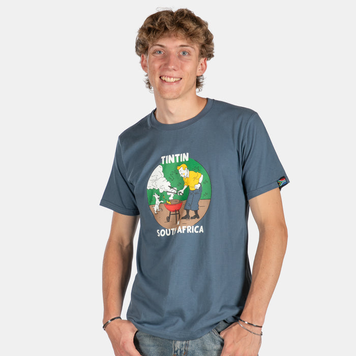 Men's Tin Tin In South Africa T-Shirt - Blue
