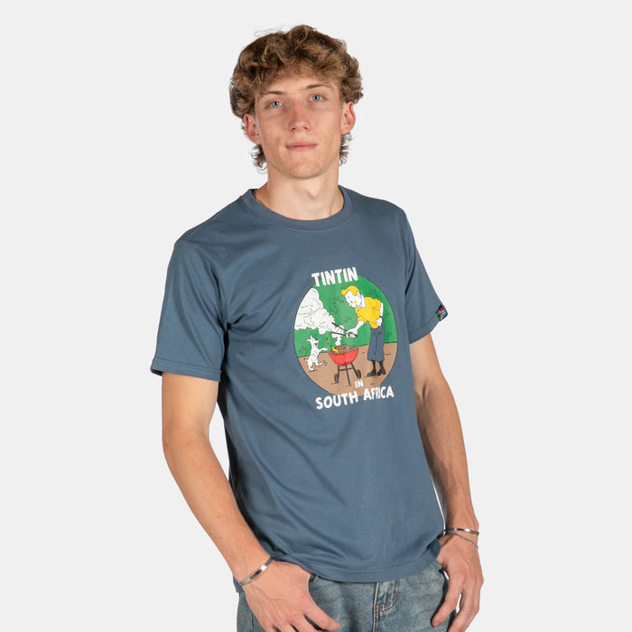 Men's Tin Tin In South Africa T-Shirt - Blue