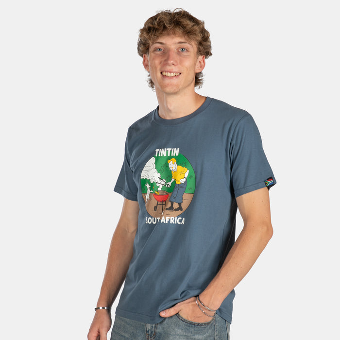 Men's Tin Tin In South Africa T-Shirt - Blue
