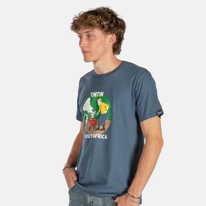 Men's Tin Tin In South Africa T-Shirt - Blue