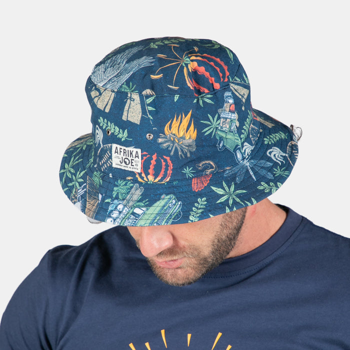 Men's Tropical Jungle Bucket Hat - Navy