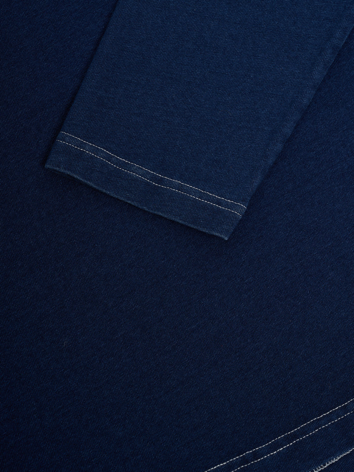 Mersey Long Sleeve Polo Shirt Hickman Indigo Rinse