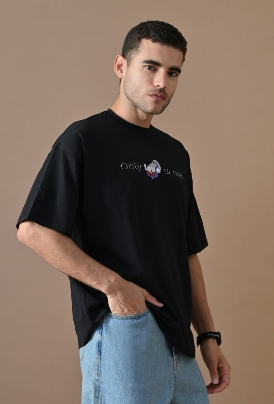 Midnight Black Cotton Lycra Boxy Fit Streetwear T-Shirt for Men | Graphic Back Print