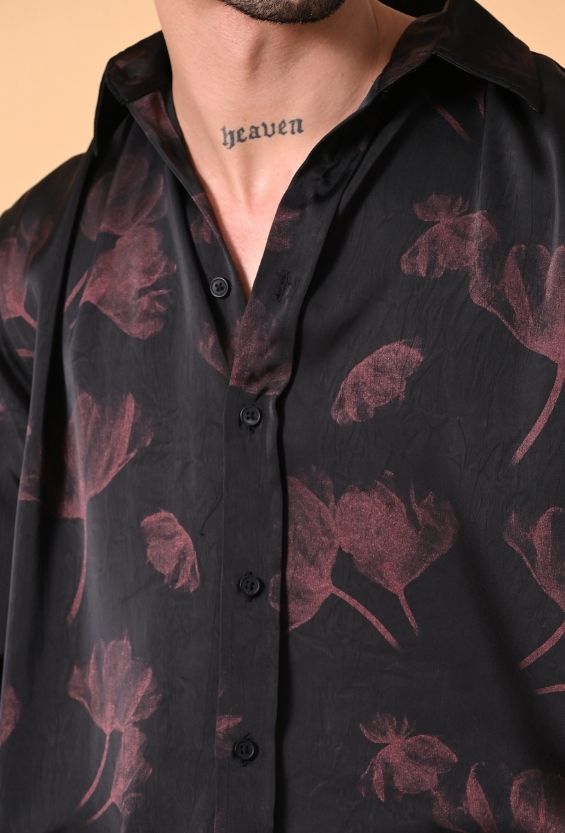 resort shirt men dark floral