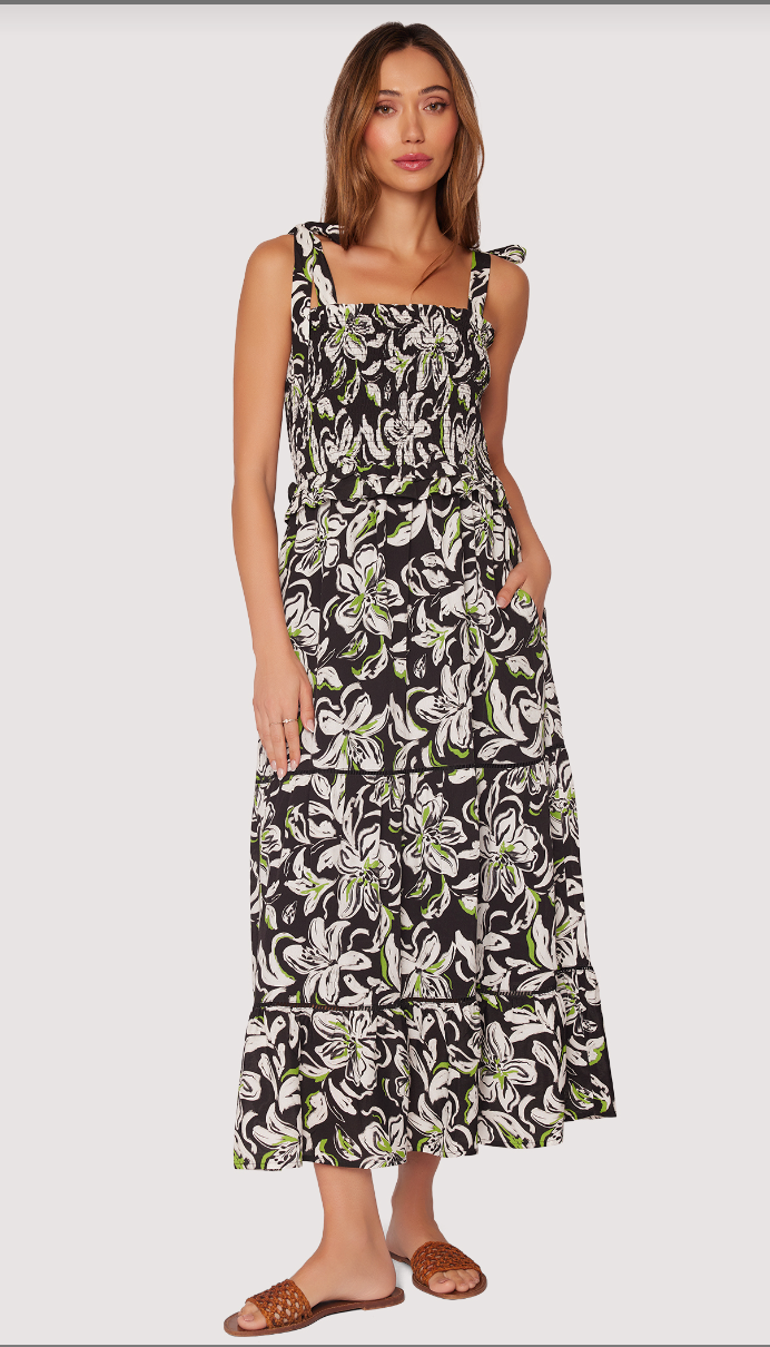 Midnight Flora Maxi Dress - Black & White